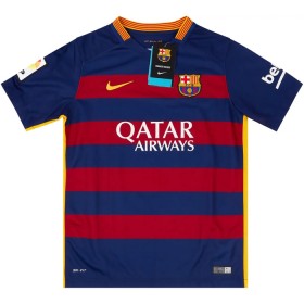 Jalkapallo Peliasut Barcelona 2015-16 Retro Koti Pelipaita Lyhythihainen